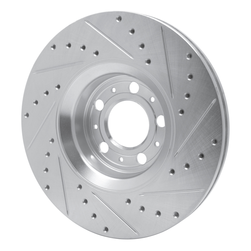 Volvo S60 Brake Rotor (1) - Front Left - R1 Concepts - Drilled & Slotted - Silver - `03-`09